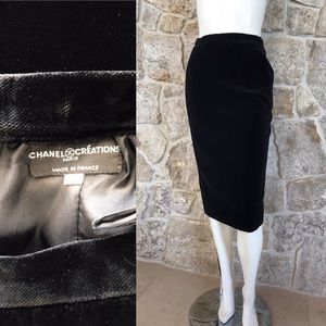 Beautiful Vintage 1970s Chanel Creations Black Velvet Skirt